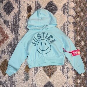 Justice Light Blue Smiley Face Hoodie
